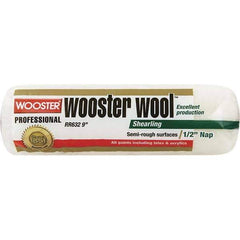 Wooster Brush - 1/2" Nap, 9" Wide Paint Roller - Semi-Rough Texture, Lambswool - USA Tool & Supply