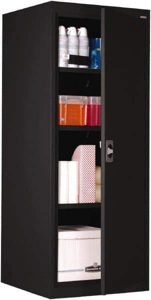 Sandusky Lee - 4 Shelf Locking Storage Cabinet - Steel, 24" Wide x 24" Deep x 60" High, Black - USA Tool & Supply
