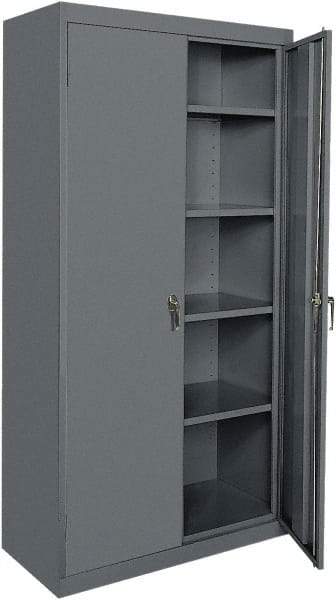 Sandusky Lee - 5 Shelf Locking Storage Cabinet - Steel, 36" Wide x 24" Deep x 72" High, Charcoal Gray - USA Tool & Supply