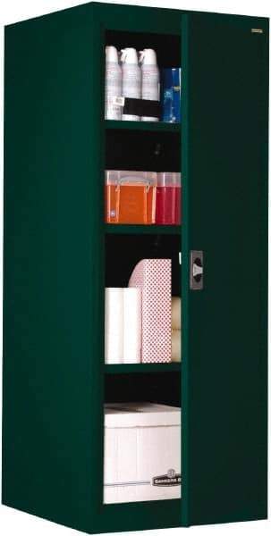 Sandusky Lee - 4 Shelf Locking Storage Cabinet - Steel, 24" Wide x 24" Deep x 60" High, Forest Green - USA Tool & Supply
