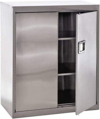 Sandusky Lee - 3 Shelf Locking Storage Cabinet - Stainless Steel, 36" Wide x 18" Deep x 42" High - USA Tool & Supply