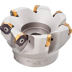 Iscar - 5.37" Cut Diam, 1-1/2" Arbor Hole, 0.18" Max Depth of Cut, 50° Indexable Chamfer & Angle Face Mill - 12 Inserts, IQ845 SYHU 07.. Insert, Right Hand Cut, Through Coolant, Series DoveIQMill - USA Tool & Supply