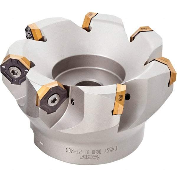 Iscar - 2.87" Cut Diam, 1" Arbor Hole, 0.18" Max Depth of Cut, 50° Indexable Chamfer & Angle Face Mill - 5 Inserts, IQ845 SYHU 07.. Insert, Right Hand Cut, Through Coolant, Series DoveIQMill - USA Tool & Supply