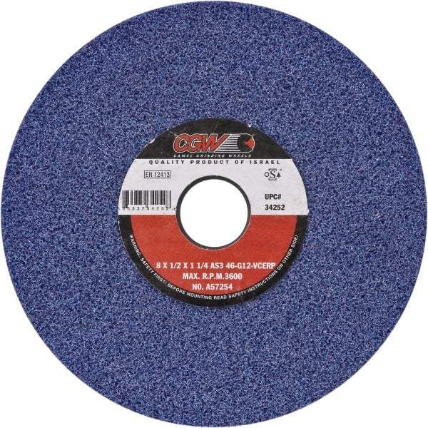 Camel Grinding Wheels - 14" Diam x 5" Hole x 1-1/2" Thick, H Hardness, 46 Grit Surface Grinding Wheel - Ceramic, Type 1, Medium Grade, Vitrified Bond, No Recess - USA Tool & Supply