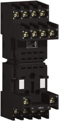 Schneider Electric - 250 Volt, 10 Amp, Flat Relay Socket - DIN Rail Mount, Panel Mount, IP20, Box Lug Mixed Terminal - USA Tool & Supply