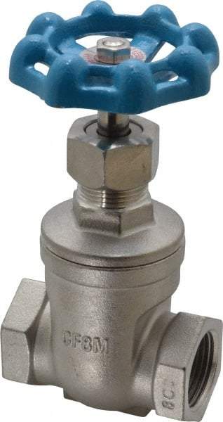 Legend Valve - 3/4" Pipe, Threaded Stainless Steel Solid Wedge Stem Gate Valve - 600 WOG, 125 WSP - USA Tool & Supply