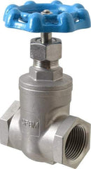 Legend Valve - 1" Pipe, Threaded Stainless Steel Solid Wedge Stem Gate Valve - 600 WOG, 125 WSP - USA Tool & Supply
