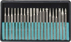 Value Collection - 20 Piece Diamond Abrasive Grinding Pin Set - Includes 1-3/4" Diam Long x 1/8" Diam Shank - USA Tool & Supply