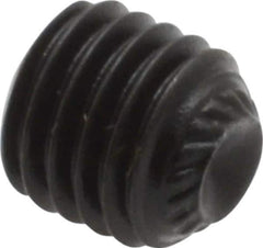Value Collection - 1/4-28 UNF, 1/4" OAL, Knurled Cup Point Set Screw - Grade 8 Alloy Steel, 1/8" Key - USA Tool & Supply