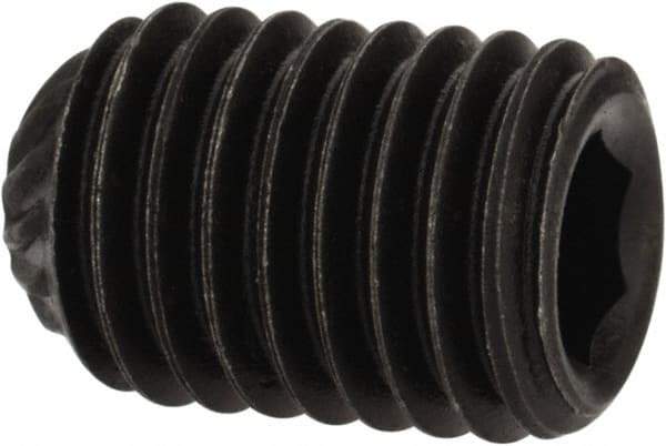 Value Collection - 1/4-28 UNF, 3/8" OAL, Knurled Cup Point Set Screw - Grade 8 Alloy Steel, 1/8" Key - USA Tool & Supply
