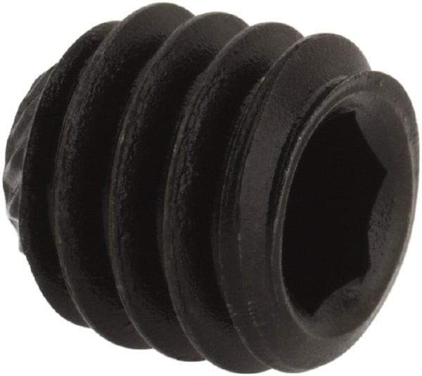 Value Collection - 5/16-18 UNC, 5/16" OAL, Knurled Cup Point Set Screw - Grade 8 Alloy Steel, 5/32" Key - USA Tool & Supply