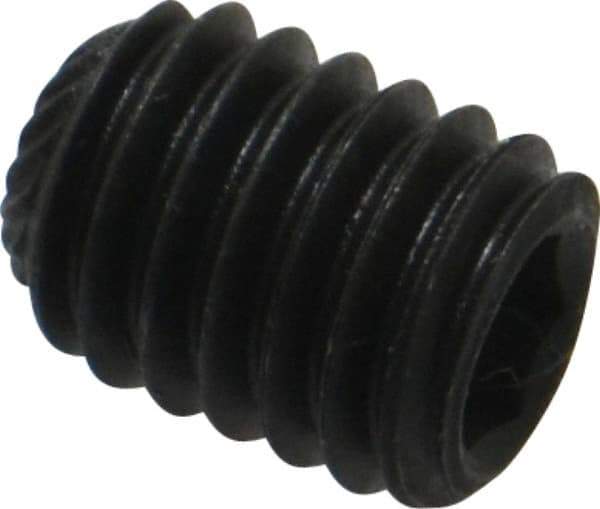 Value Collection - 3/8-16 UNC, 1/2" OAL, Knurled Cup Point Set Screw - Grade 8 Alloy Steel, 3/16" Key - USA Tool & Supply