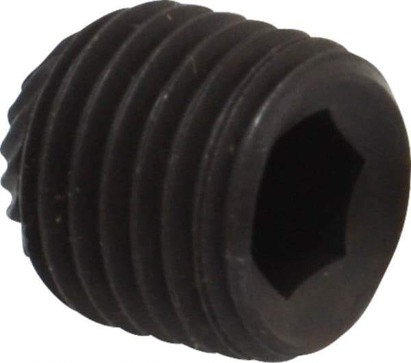 Value Collection - 3/8-24 UNF, 3/8" OAL, Knurled Cup Point Set Screw - Grade 8 Alloy Steel, 3/16" Key - USA Tool & Supply