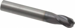 RobbJack - 3/8" Diam, 1/2" LOC, 3 Flute Solid Carbide Ball End Mill - AlTiN Finish, Single End, 2-1/2" OAL, 3/8" Shank Diam, Spiral Flute - USA Tool & Supply
