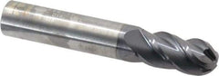 RobbJack - 1/2" Diam, 1" LOC, 4 Flute Solid Carbide Ball End Mill - AlTiN Finish, Single End, 3" OAL, 1/2" Shank Diam, Spiral Flute - USA Tool & Supply