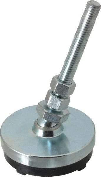 Gibraltar - 3/8-16 Bolt Thread, Studded Pivotal Stud Mount Leveling Pad & Mount - 1,500 Max Lb Capacity, 2-1/2" Base Diam - USA Tool & Supply