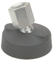 Gibraltar - 4000 Lb Capacity, 3/8-16 Thread, 1-5/8" OAL, Steel Stud, Tapped Pivotal Socket Mount Leveling Pad & Mount - Material Grade 1214, 2" Base Diam, Elastomer Pad - USA Tool & Supply