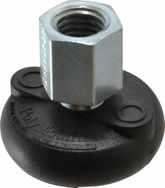 Gibraltar - 4000 Lb Capacity, 5/8-11 Thread, 1-5/8" OAL, Steel Stud, Tapped Pivotal Socket Mount Leveling Mount - Material Grade 1214, 2" Base Diam, Steel Pad - USA Tool & Supply