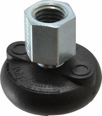 Gibraltar - 4000 Lb Capacity, 5/8-11 Thread, 1-5/8" OAL, Steel Stud, Tapped Pivotal Socket Mount Leveling Mount - Material Grade 1214, 2" Base Diam, Steel Pad - USA Tool & Supply