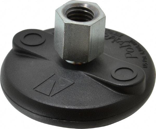 Gibraltar - 5000 Lb Capacity, 5/8-11 Thread, 1-5/8" OAL, Steel Stud, Tapped Pivotal Socket Mount Leveling Mount - Material Grade 1214, 3" Base Diam, Steel Pad - USA Tool & Supply