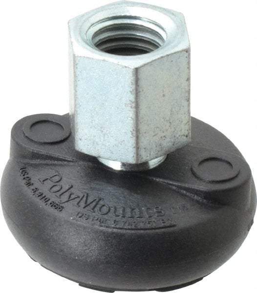 Gibraltar - 4000 Lb Capacity, 5/8-11 Thread, 1-5/8" OAL, Steel Stud, Tapped Pivotal Socket Mount Leveling Mount - Material Grade 1214, 2" Base Diam, Elastomer Pad - USA Tool & Supply