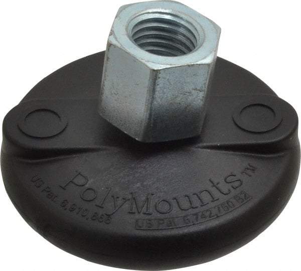Gibraltar - 5000 Lb Capacity, 3/4-10 Thread, 1-5/8" OAL, Steel Stud, Tapped Pivotal Socket Mount Leveling Mount - Material Grade 1214, 3" Base Diam, Elastomer Pad - USA Tool & Supply