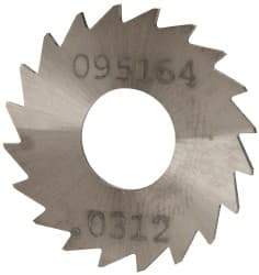 Made in USA - 1" Diam x 0.0313" Blade Thickness x 3/8" Arbor Hole Diam, 20 Tooth Slitting and Slotting Saw - Arbor Connection, Right Hand, Uncoated, Solid Carbide, Concave Ground - USA Tool & Supply