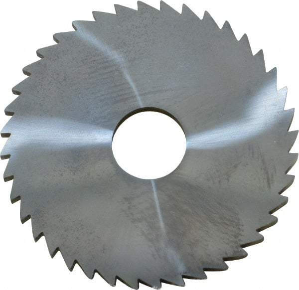 Made in USA - 2" Diam x 1/8" Blade Thickness x 1/2" Arbor Hole Diam, 40 Tooth Slitting and Slotting Saw - Arbor Connection, Right Hand, Uncoated, Solid Carbide, 5° Rake, Concave Ground - USA Tool & Supply