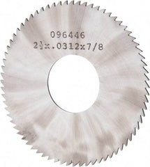 Made in USA - 2-1/2" Diam x 0.0313" Blade Thickness x 7/8" Arbor Hole Diam, 72 Tooth Slitting and Slotting Saw - Arbor Connection, Solid Carbide, Concave Ground - USA Tool & Supply