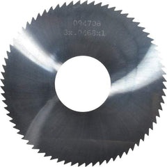 Made in USA - 3" Diam x 0.0468" Blade Thickness x 1" Arbor Hole Diam, 72 Tooth Slitting and Slotting Saw - Arbor Connection, Right Hand, Uncoated, Solid Carbide, 5° Rake, Concave Ground - USA Tool & Supply