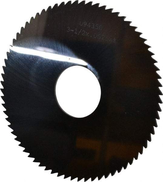 Made in USA - 3-1/2" Diam x 1/16" Blade Thickness x 1" Arbor Hole Diam, 72 Tooth Slitting and Slotting Saw - Arbor Connection, Solid Carbide, Concave Ground - USA Tool & Supply