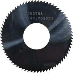 Made in USA - 2-3/4" Diam x 1/16" Blade Thickness x 1" Arbor Hole Diam, 72 Tooth Slitting and Slotting Saw - Arbor Connection, Uncoated, Solid Carbide, Concave Ground - USA Tool & Supply