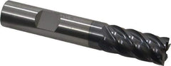 RobbJack - 1/2", 6 Flute, Single End, Solid Carbide, 0.0060 - 0.0090" Corner Radius End Mill - 3" OAL, 40° Helix, Right Hand Flute, 1" LOC, Right Hand Cut - USA Tool & Supply