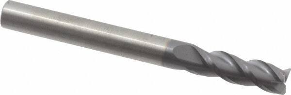 RobbJack - 1/4", 3 Flute, Single End, Solid Carbide, Corner Chamfer End Mill - 2-1/2" OAL, 40° Helix, Right Hand Flute, 3/4" LOC, Right Hand Cut - USA Tool & Supply