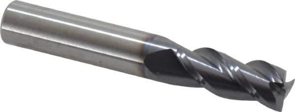 RobbJack - 3/8", 3 Flute, Single End, Solid Carbide, Corner Chamfer End Mill - 2-1/2" OAL, 40° Helix, Right Hand Flute, 7/8" LOC, Right Hand Cut - USA Tool & Supply