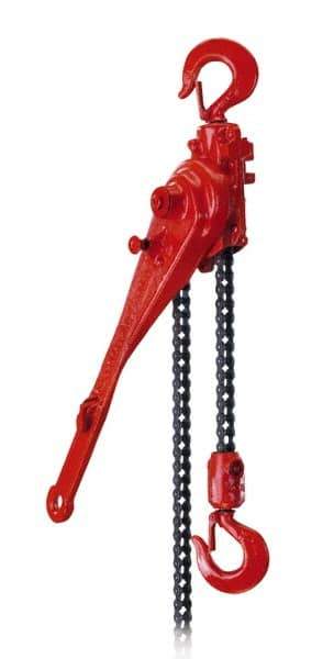 Coffing - 12,000 Lb Lifting Capacity, Lever Hoist - Made from Roller Chain, 124 Lb Avg Pull to Lift Rated Load, 4 Chains - USA Tool & Supply