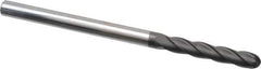 Niagara Cutter - 1/4" Diam, 1-3/8" LOC, 4 Flute Solid Carbide Ball End Mill - Diamond Finish, Single End, 4" OAL, 1/4" Shank Diam, Spiral Flute - USA Tool & Supply
