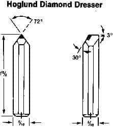 Made in USA - 0.025" Single Point Diamond Dresser - 1-1/2" Long x 5/16" Shank Diam, 72° Included Angle - USA Tool & Supply