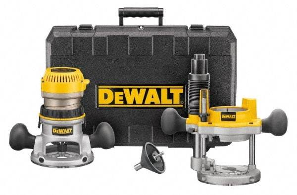 DeWALT - 1.75 hp, 24,500 RPM, Fixed Plunge Combination Router Kit - 11 Amps, 1/4 and 1/2 Inch Collet - USA Tool & Supply