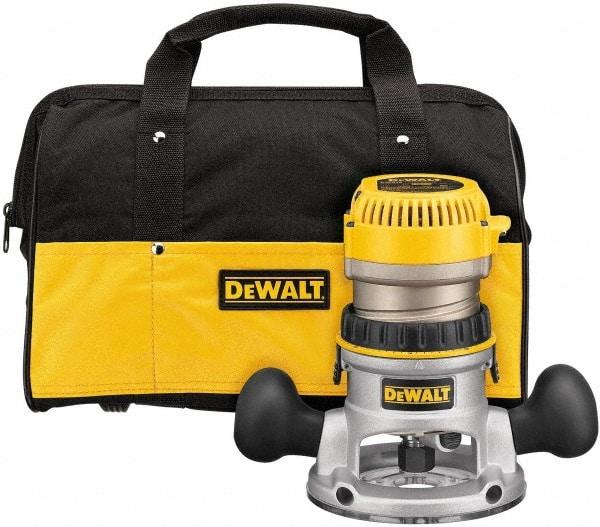 DeWALT - 2.25 hp, 8,000 to 24,000 RPM, Fixed Base Router Kit - 12 Amps, 1/4 and 1/2 Inch Collet - USA Tool & Supply