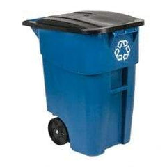 Rubbermaid - 50 Gal Blue Rectangle Recycling Container - Polyethylene, 36-1/2" High x 28-1/2" Long x 23.38" Wide - USA Tool & Supply