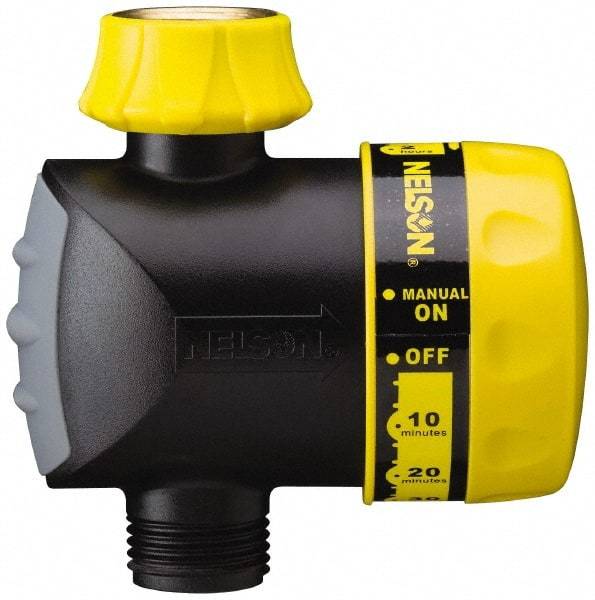 Nelson - Manual Lawn Sprinkler Timer - 2 Watering Modes, 1 Outlet, 3/4-18 National Hose Thread - USA Tool & Supply