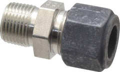 Parker - 1/2" OD, Stainless Steel Male Connector - 13/16" Hex, Comp x MNPT Ends - USA Tool & Supply