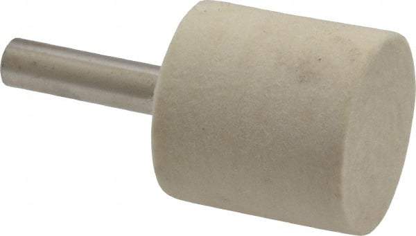 Value Collection - 1" Diam, 1/4" Shank Diam, Cylinder Shaped Mounted Bob - Hard Density, 1" Head Length, Wool Felt - USA Tool & Supply