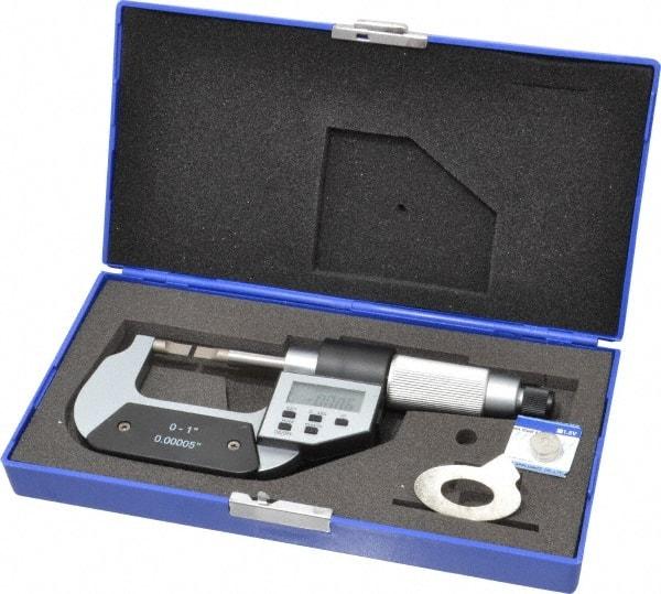 Value Collection - 0" to 1" Electronic Chrome (Frame) Coated Blade Micrometer - 0.75mm Blade Thickness, Friction Thimble - USA Tool & Supply