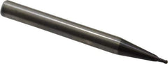 RobbJack - 1/16" Diam, 1/16" LOC, 2 Flute Solid Carbide Ball End Mill - AlTiN Finish, Single End, 2-1/2" OAL, 1/4" Shank Diam, Spiral Flute - USA Tool & Supply
