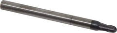 RobbJack - 3/16" Diam, 3/16" LOC, 2 Flute Solid Carbide Ball End Mill - AlTiN Finish, Single End, 3" OAL, 1/4" Shank Diam, Spiral Flute - USA Tool & Supply