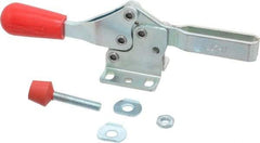 De-Sta-Co - 200 Lb Holding Capacity, Horizontal Handle, Manual Hold Down Toggle Clamp - 61° Handle Movement, 91° Bar Opening, U-Bar, Flanged Base, Electro-Plated Zinc, Carbon Steel - USA Tool & Supply