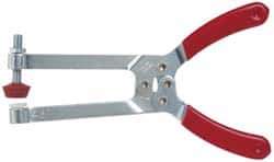 De-Sta-Co - 4448.22 N Load Capacity, 2.91" Throat Depth, 6.8" OAL, Carbon Steel, C Style Plier Clamp - 2.83" Max Jaw Capacity, M6x1 Spindle, 2.83" Open Throat Height, Red Handle, Spindle End - USA Tool & Supply