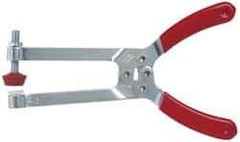 De-Sta-Co - 4448.22 N Load Capacity, 2.91" Throat Depth, 6.8" OAL, Carbon Steel, C Style Plier Clamp - 2.83" Max Jaw Capacity, M6x1 Spindle, 2.83" Open Throat Height, Red Handle, Spindle End - USA Tool & Supply
